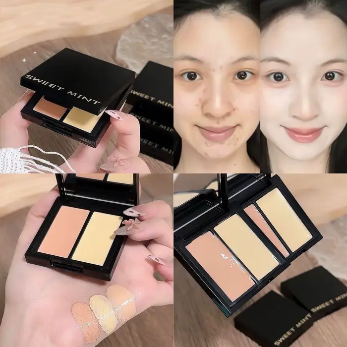SWEET MINT Palette de correcteur imperméable bicolore Longue tenue Hydratant Texture crémeuse nature