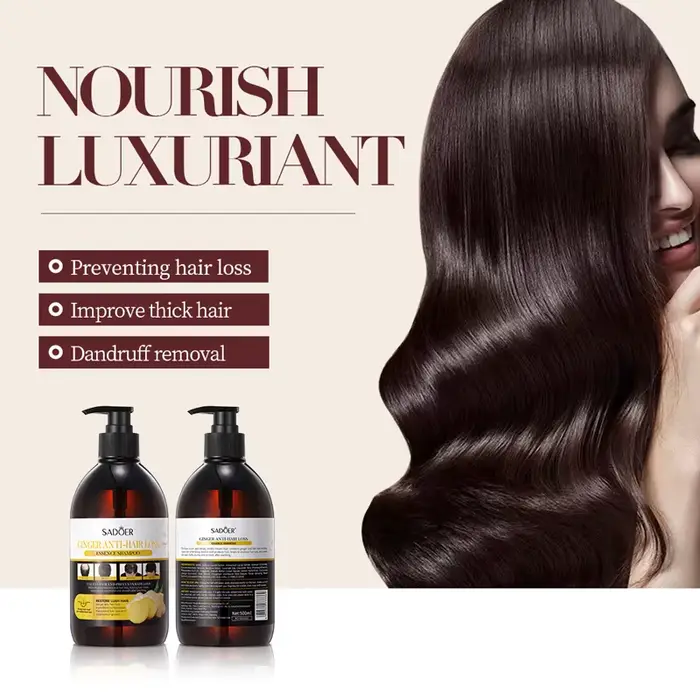 Shampoing Anti-perte de cheveux au gingembre, parfums longue durée, hydratant en profondeur, ensemble lisse avec peigne, cadeau, 500ml