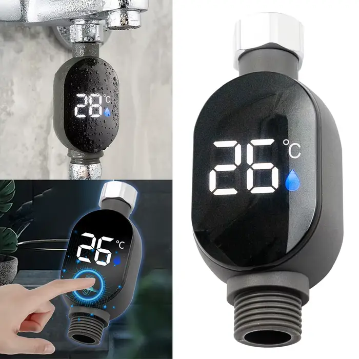 Affichage LED pour salle de bain 0 ℃ ~99 ℃   Thermomètre intelligent pour la douche à domicile, mesu