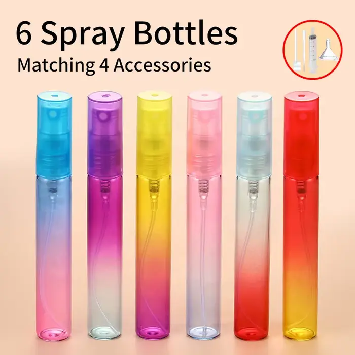 Flacon pulvérisateur de parfum 8ml avec 6 bouteilles rechargeables et 4 accessoires pour femmes occasions spéciales et personnalisation de parfum