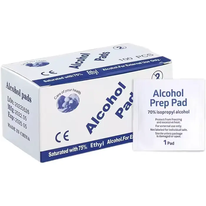Tampons de préparation d'alcool portables, 100 pièces, tampons désinfectants, lingettes nettoyantes, teneur en alcool à 70%, adaptés au nettoyage de téléphones portables