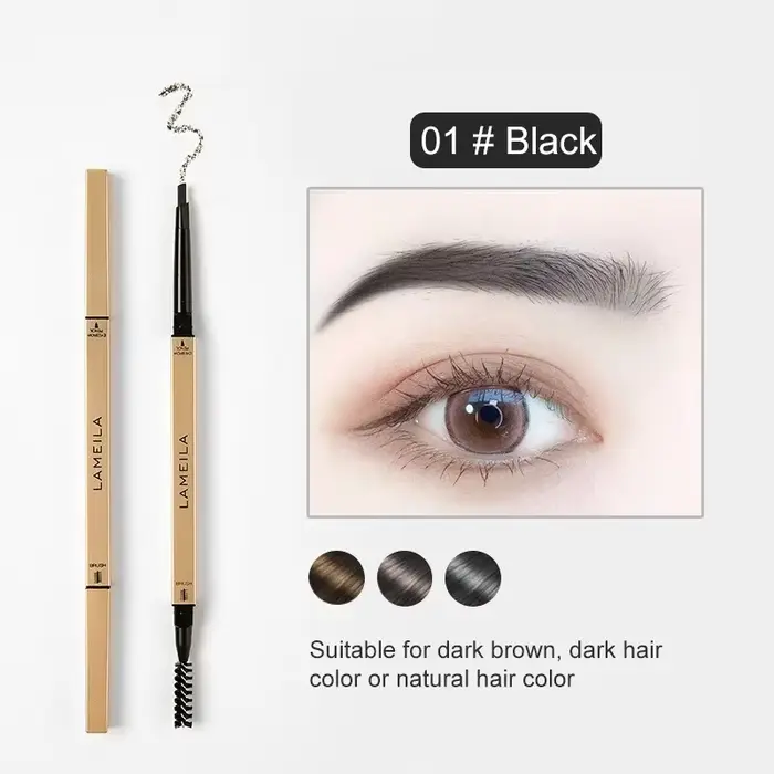 EyebloggPen-Crayon à sourcils longue durée, étanche 256, double tête, marron, non taché, teinte avec