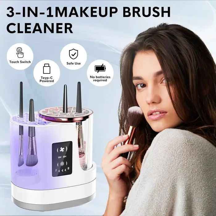 Nettoyeur de pinceaux de maquillage électrique 3 en 1