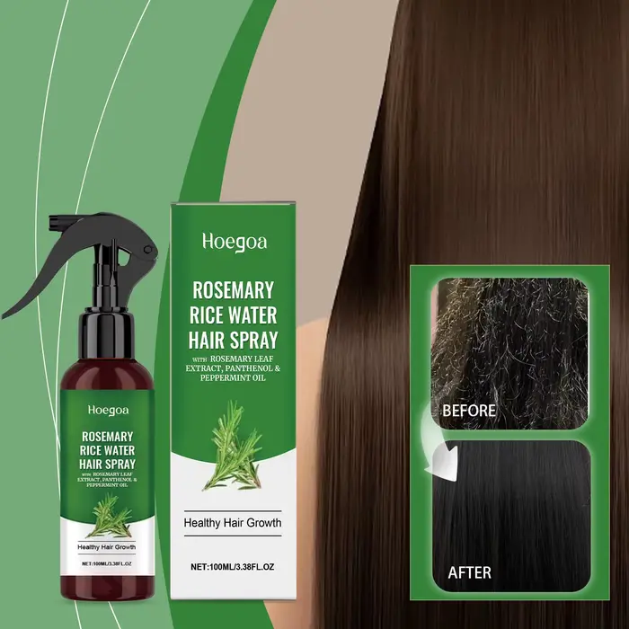 Spray capillaire à la rosemaine et à l'eau de riz pour cheveux secs et abîmés