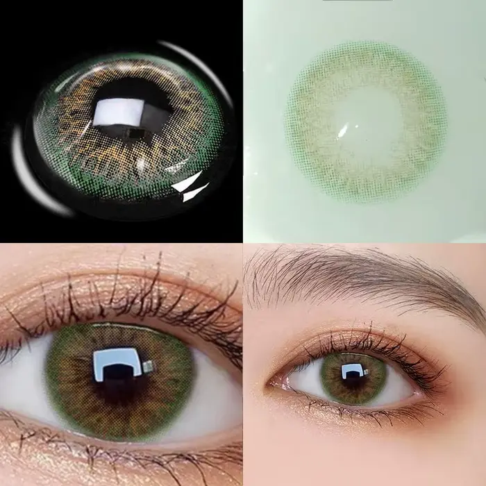 Lentilles de Contact colorées, 2 pièces, lentilles circulaires de couleur pour élèves, Prescription d'iris vert, Contacts annuels de couleur naturelle