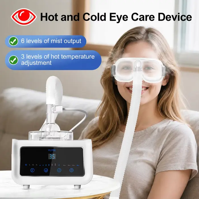 Appareil de soin des yeux chaud et froid VLVEE avec 6 niveaux de volume de vapeur