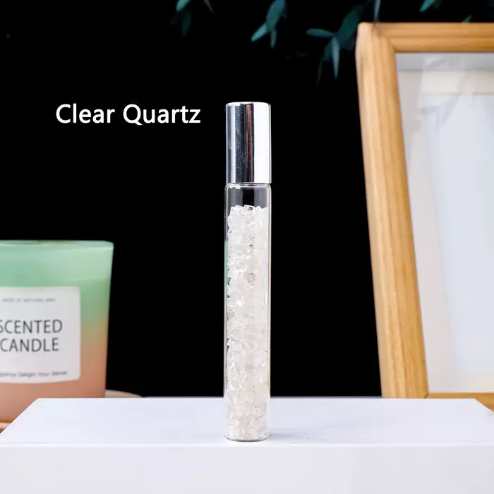 Bouteille de parfum en pierre concassée en cristal naturel, bouteille distributrice d'huile essentie