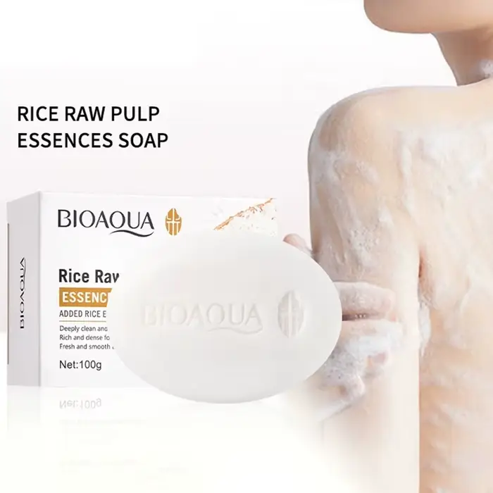 Savon facial à la pulpe de riz blanc BIOAQUA, nettoyant moussant pour le visage, hydratant, contrôle