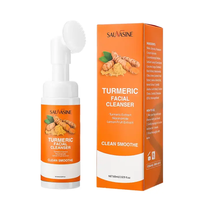 Nettoyant au curcuma hydratant le visage éclaircissant le teint de la peau mousse de lavage