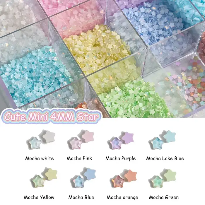 100 pièces mignon Mini moka couleur étoile 4MM dos plat verre cristal Nail Art strass bricolage manucure décoration pier