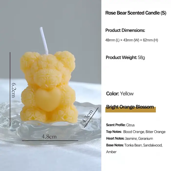 Bougies parfumées Rose Bear – Décorations mignonnes et cadeaux faits à la main pour femmes/amis, idé