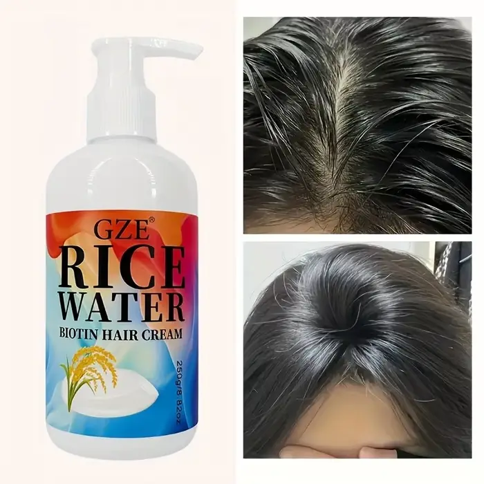 GZE riz eau biotine crème capillaire cheveux forts hydratant en profondeur pour tous les Types