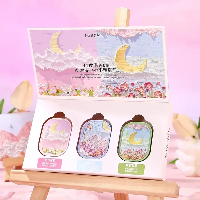 Coffret de baume de parfum solide à fleurs romantiques