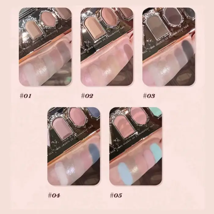 Fleur sait fraise Rococo fard à paupières pressé paillettes 5 couleurs ombre à paupières Texture cré