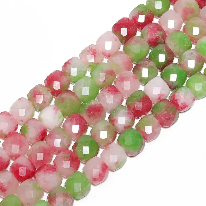 Perles carrées en pierre de tourmaline neutre d'eau, cube à facettes naturelles, perles de bricolage pour bijoux, breloque de direction, accessoires de bricolage, 7mm