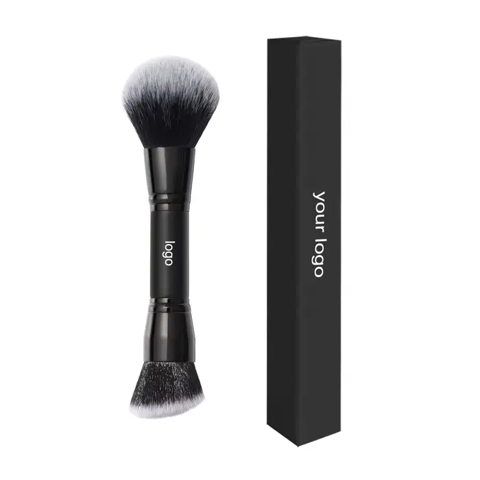 Pinceaux de maquillage simples, marque privée, fond de teint rond coudé populaire, pinceau de mélange de maquillage avec emballage, vente en gros, 10 pièces/lot