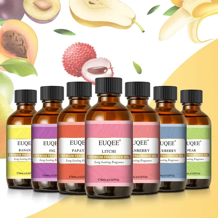 EUQEE-Huile parfumée avec compte-gouttes en verre pour diffuseur, aucun fruit de la passion Harvey, château de musc blanc aquarelle et myrtille neutre, 60ml