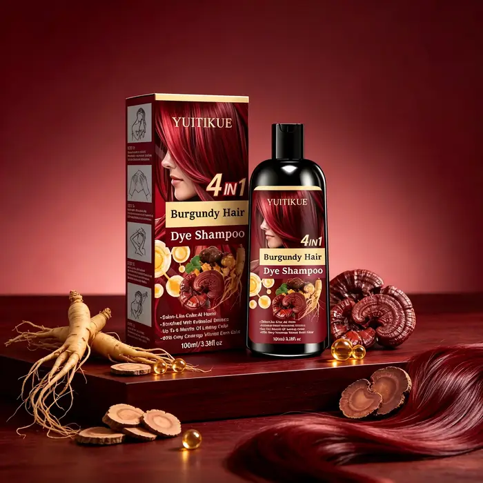 Shampoo colorant capillaire Bourgogne 4 en 1, 100 ml, extrait botanique, 99 % de couverture des chev