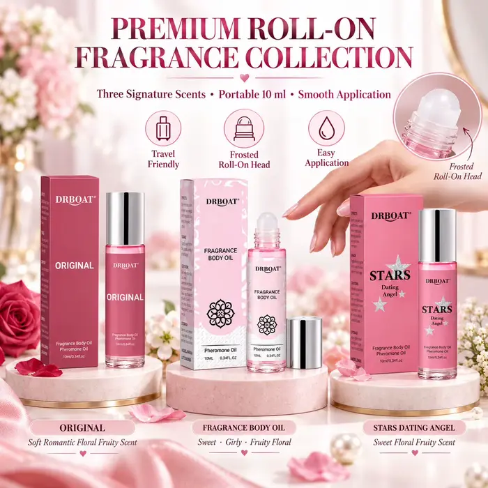 Huile de parfum aux phéromones en format roll-on pour femmes, parfums romantiques aux notes florales et fruitées, sans alcool, longue tenue et facile à transporter, 10 ml.
