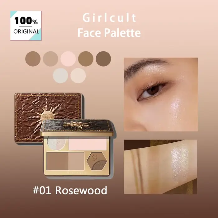 Girlcult Face Palette 01 Palissandre, Palette de maquillage tout-en-un, Texture de poudre lisse, hau