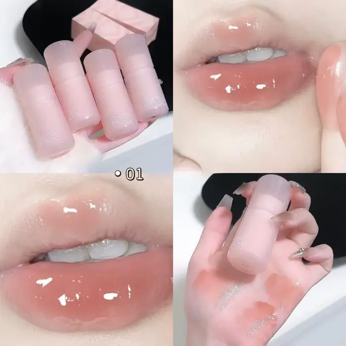 Brillant à lèvres miroir, gelée de cristal, rouge à lèvres hydratant, repulpant, teinte colorée, soi