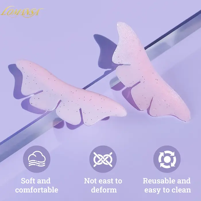 Lomansa 1 paire Silicone paillettes papillon cils ascenseur Pad cils Perm tige bouclier cils levage 