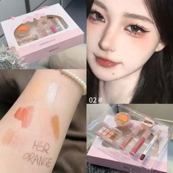 Ensemble de maquillage HERORANGE 6 pièces comprenant du gloss à lèvres, de l'eye-liner, du blush, de