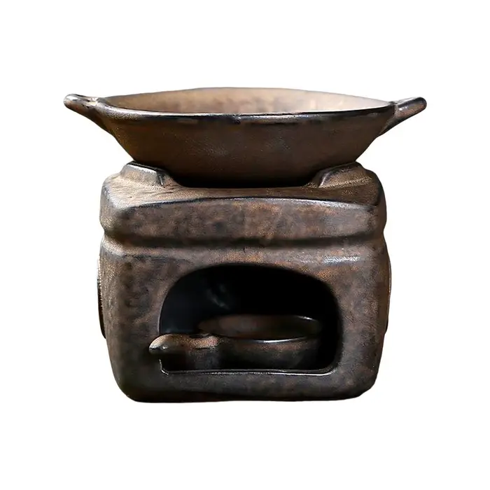 Brûleur d'arôme d'aromathérapie 3 en 1, poterie grossière, chauffe-thé, bougie chauffante, diffuseur de roseaux, brûleur d'encens d'huile essentielle