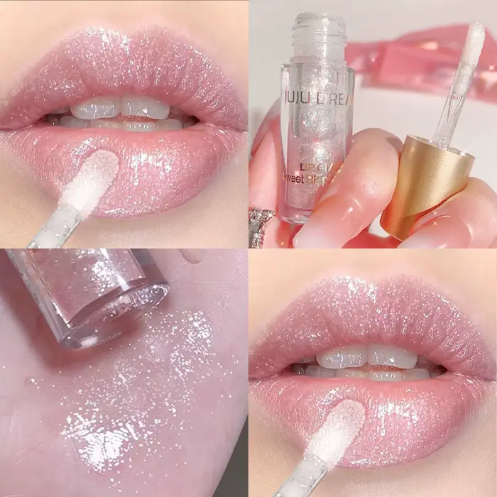 Gloss à lèvres scintillant effet miroir, brillant et transparent, effet eau, pure séduction