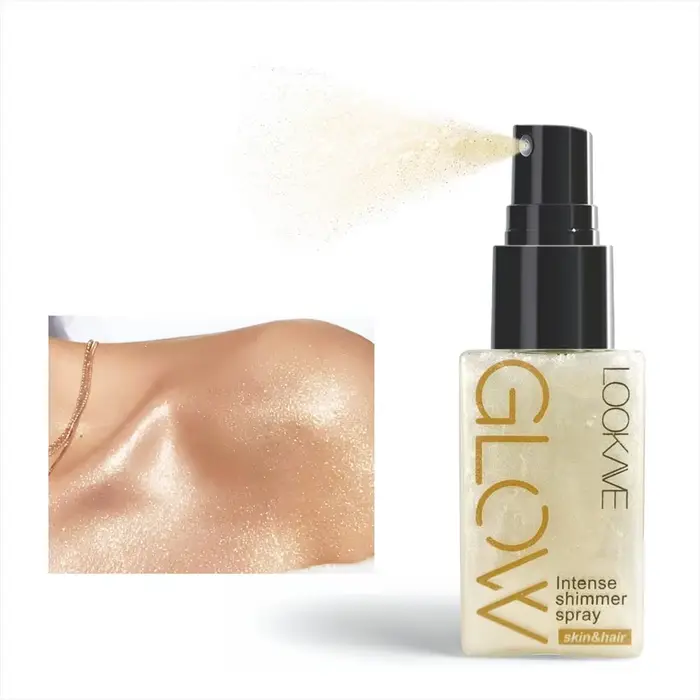Spray Huile Scintillante Waterproof Longue Durée Hydratant Effet Or Bronze Illuminateur pour Visage et Corps – Liquide