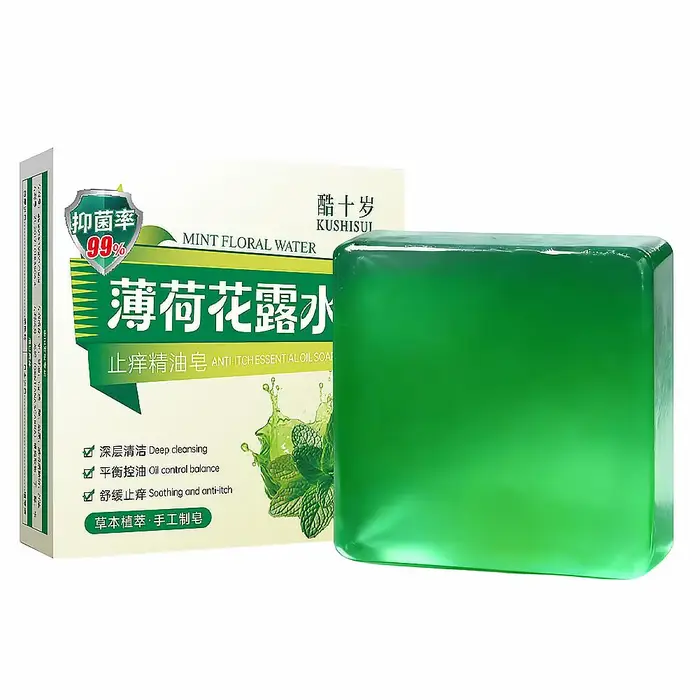 Savon artisanal à l'eau florale de menthe et aux huiles essentielles