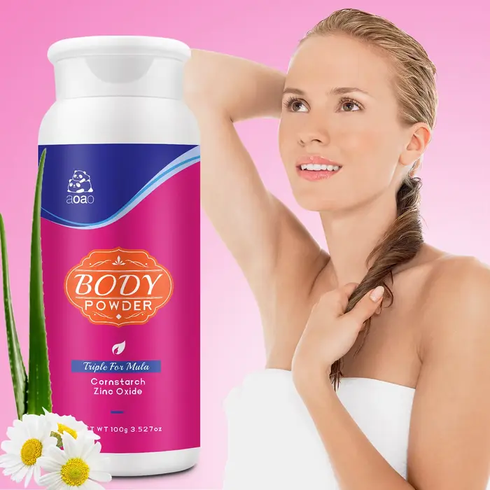 Poudre corporelle pour femmes à l'amidon de maïs - Parfum frais d'aloe vera et de camomille, sans ta