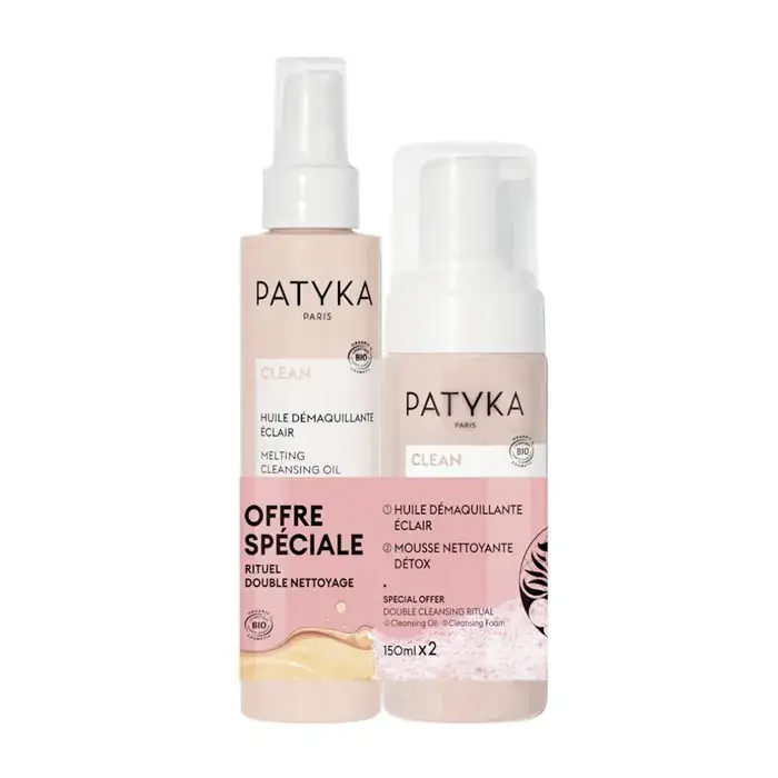 Patyka Huile Démaquillante 150 ml + Mousse Nettoyante 150 ml Coffret 2 Pièces