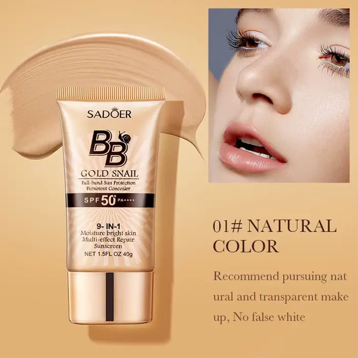 SADOER or escargot crème solaire BB fond de teint correcteur crème d'isolation hydratante SPF50 + PA +++ 40g hydratant pour le visage