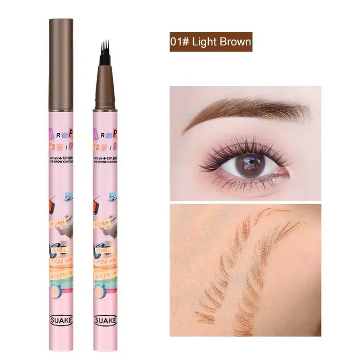 4 couleurs stylo à sourcils étanche 4 fourchettes pointe crayon de tatouage