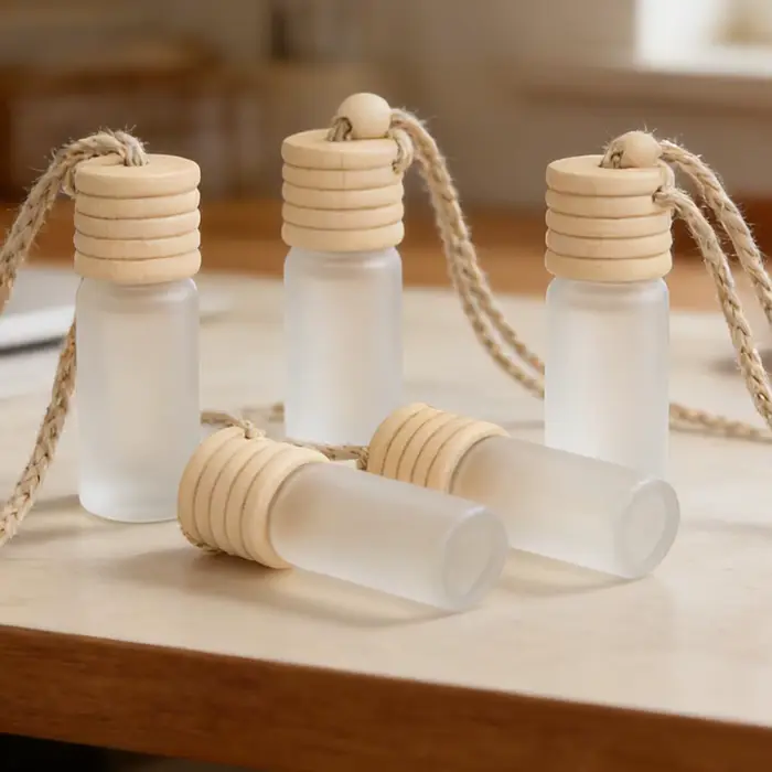 Diffuseur de parfum pour voiture, flacon vide 5 ml en verre dépoli, ornement suspendu pour rétrovise