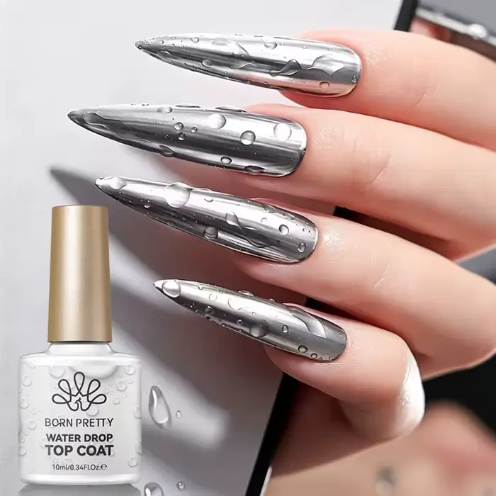BORN PRETTY 10ml Top Coat Goutte d'Eau pour Manucure DIY Effet Goutte d'Eau Sans Essuyage Auto-Lissant Gel UV LED Fonctionnel 1/2PCS