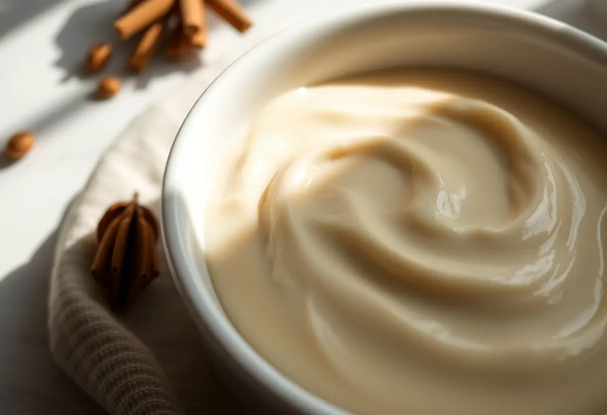 Un plan clos d'un bol en porcelaine blanche rempli d'ingrédients musqués