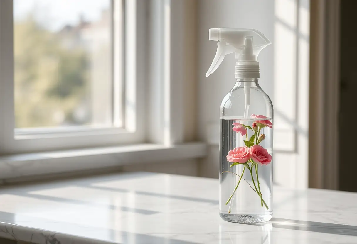 Un pulvérisateur sur un meuble en marbre blanc, Eau de parfum Dior J'Adior