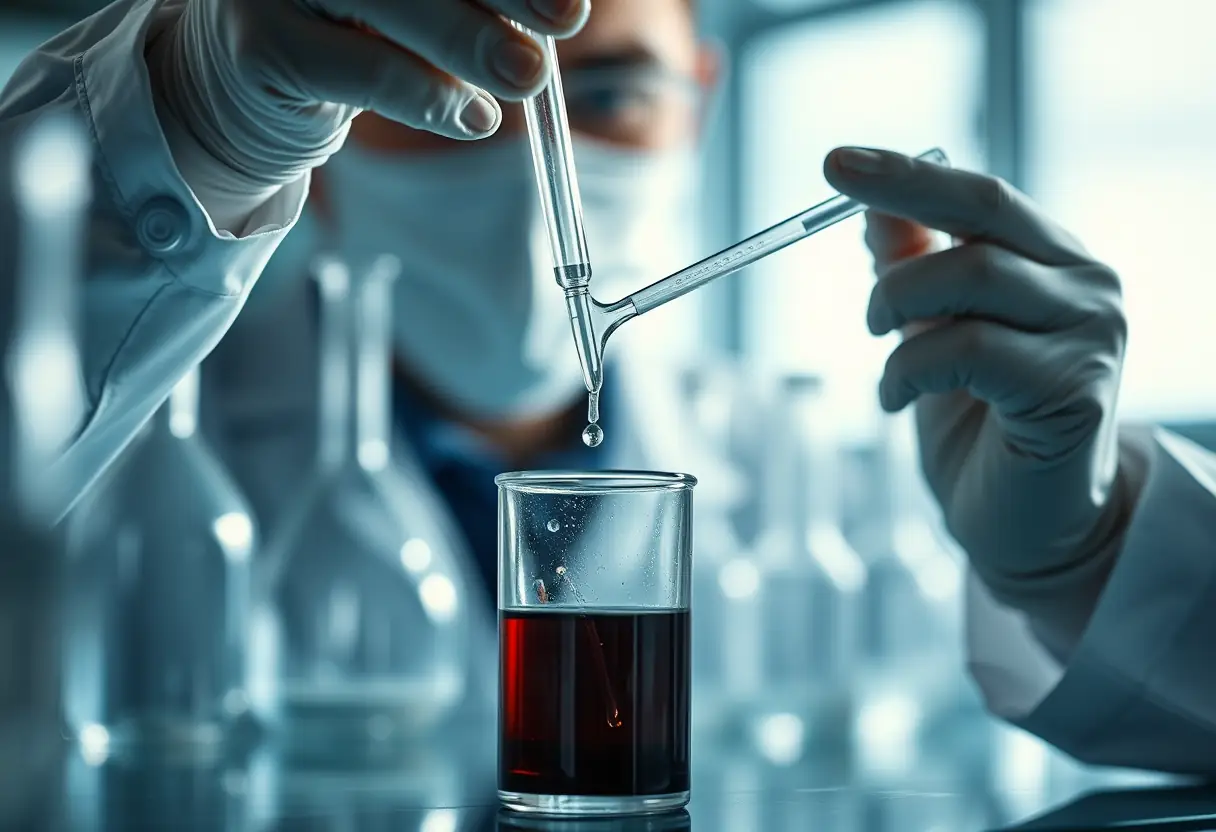 Scientifique analysant un échantillon de parfum en laboratoire