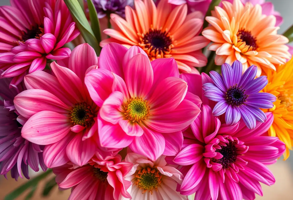 Des pétales de fleurs printanières fraîchement cueillies dans un vase