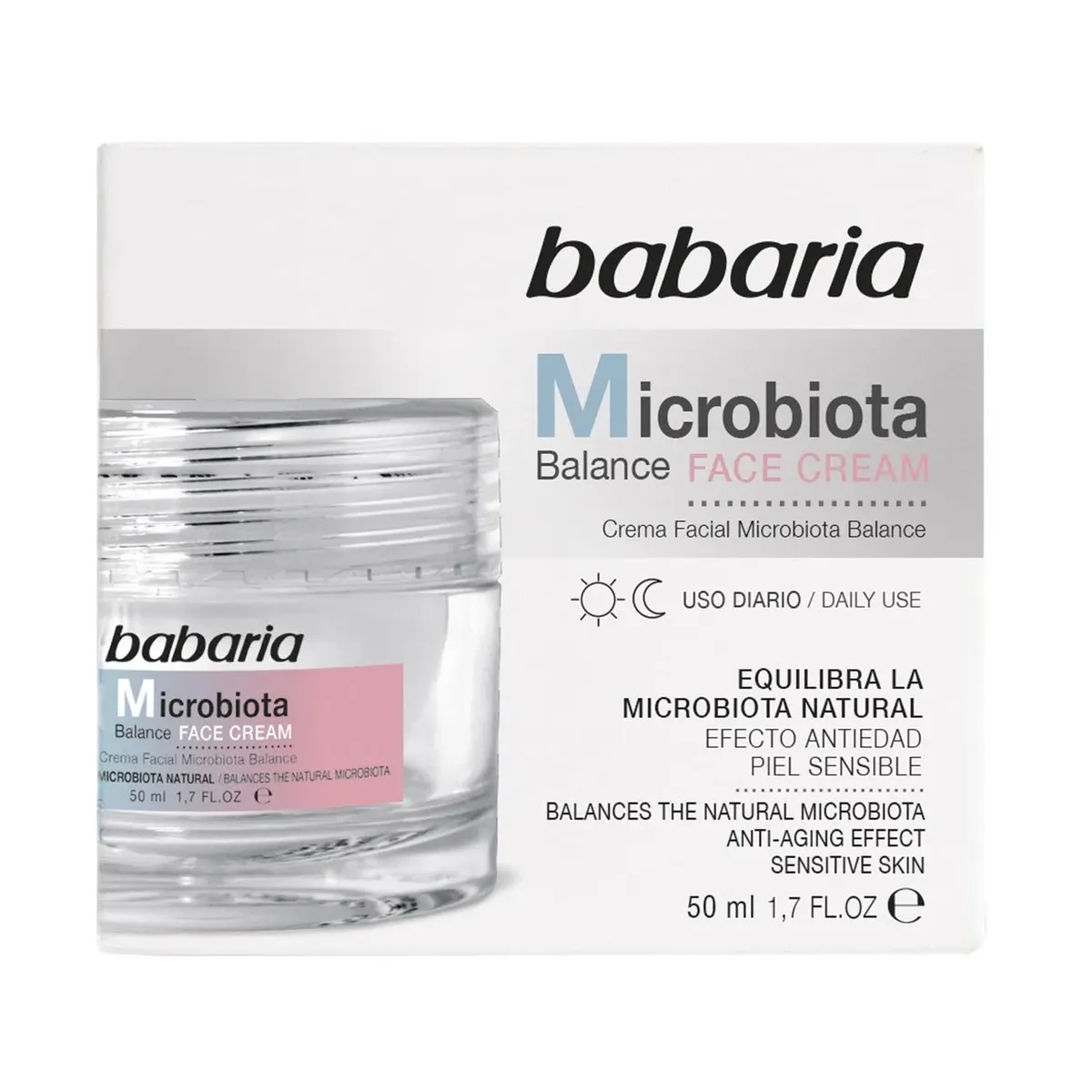 Crème Visage Microbiota Balance Babaria Pour Peaux Sensibles Apaisement et Hydration Visage Teint Unifié Occasions Spéciales