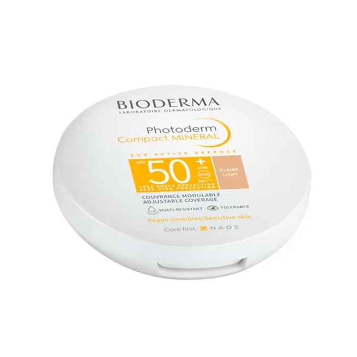 Compact Teinte Claire SPF50+ Protection Solaire Bioderma Maquillage Discret Femmes Occasions Spéciales Retouches Teint Parfait