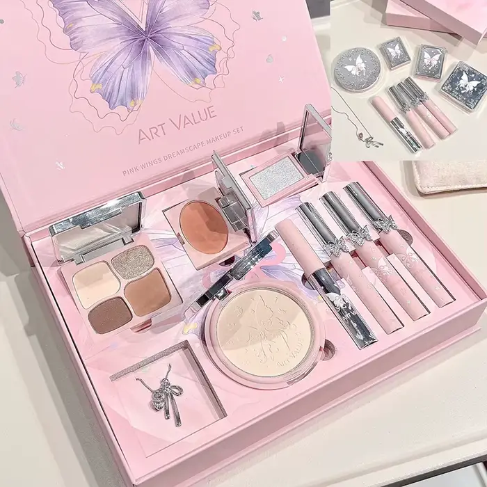 Ensemble de maquillage 8 pièces comprenant fard à paupières, blush en poudre, illuminateur, poudre, 