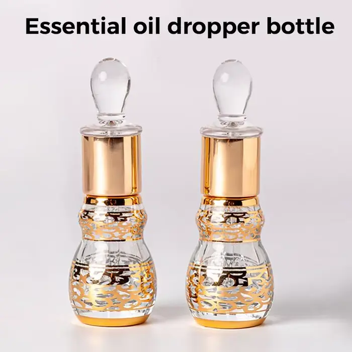 Flacon à bille doré en forme de gourde de 12 ml, flacon rechargeable pour huile de parfum, idéal pour l'aromathérapie et les projets de bricolage.