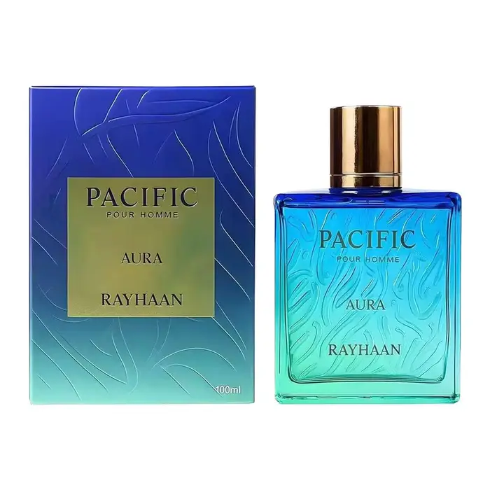 Rayhaan Pacific Aura Pour Homme Eau de Parfum, parfum marin boisé, senteur fraîche longue durée, par