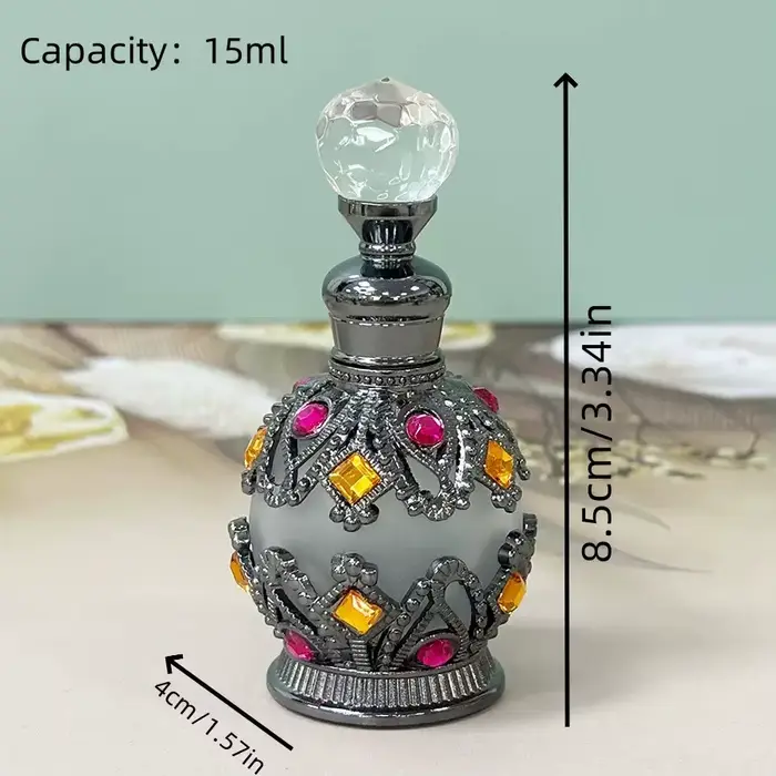 Mini bouteille d'huile de parfum incrustée de bijoux de 15ml, conteneur léger et rechargeable, usage quotidien, stockage de parfum, petit cadeau de Festival