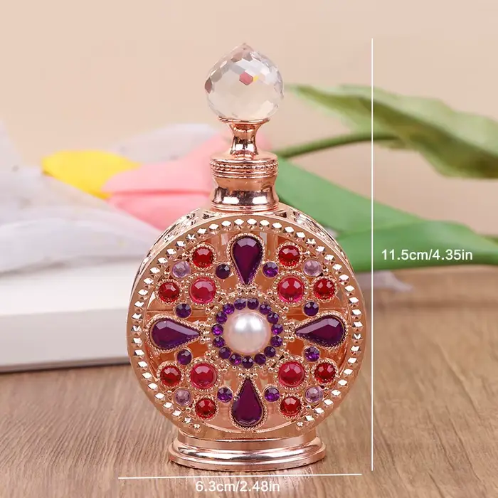 Bouteille de parfum en verre strass de luxe Vintage de 12ML, bouteille d'huile essentielle, bouteill