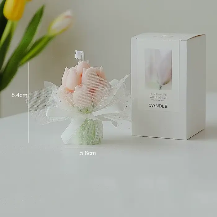 Bouquet de tulipes fait main, bougie parfumée, aromathérapie, bougie en cire de soja, bougies de mar
