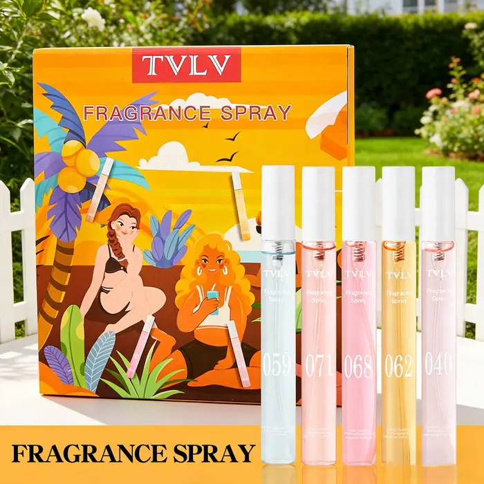 Ensemble de 5 mini-sprays parfumés - Format voyage portable, parfum d'été rafraîchissant longue durée pour femmes